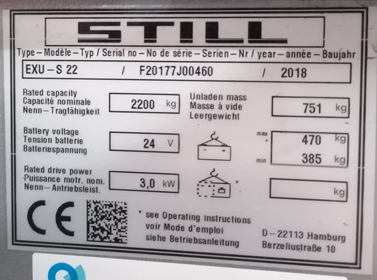 Transpalette porté debout STILL EXU-S22