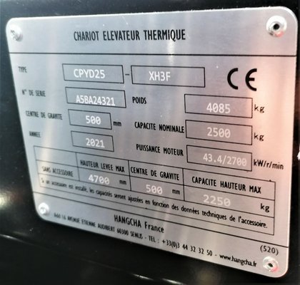 Chariot frontal à gaz Hangcha XF25G-CPYD25-XH3F